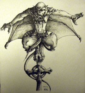 Artist's rendition of one of the gargouilles incarné -- image courtesy of charcoal-almighty.deviantart.com